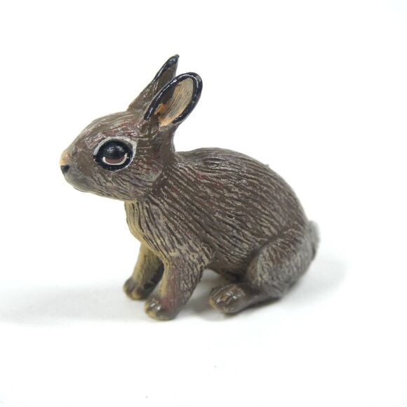 Miniature Rabbit Figurine Cold Painted Metal 1" Small Hare Bunny Realistic Bergm - Picture 5 of 8